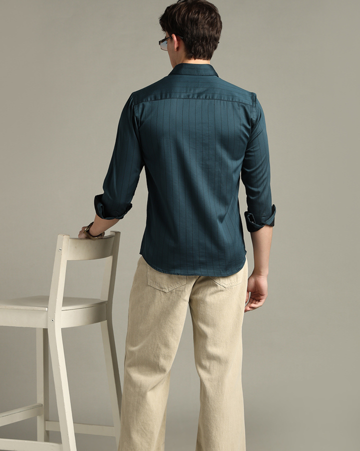 Emerald Green Vertical Stripes -Full-Stain Proof