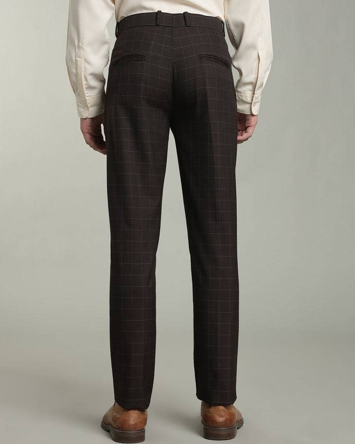 Choco Brown Box Checks - Wrinkle free Formal Pant