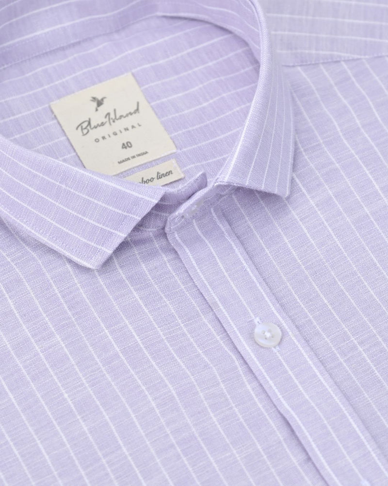 Violet Mini Stripes -Full-Bamboo Linen