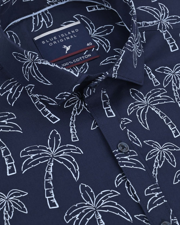 Navy Tree Print -Full-Stain Proof