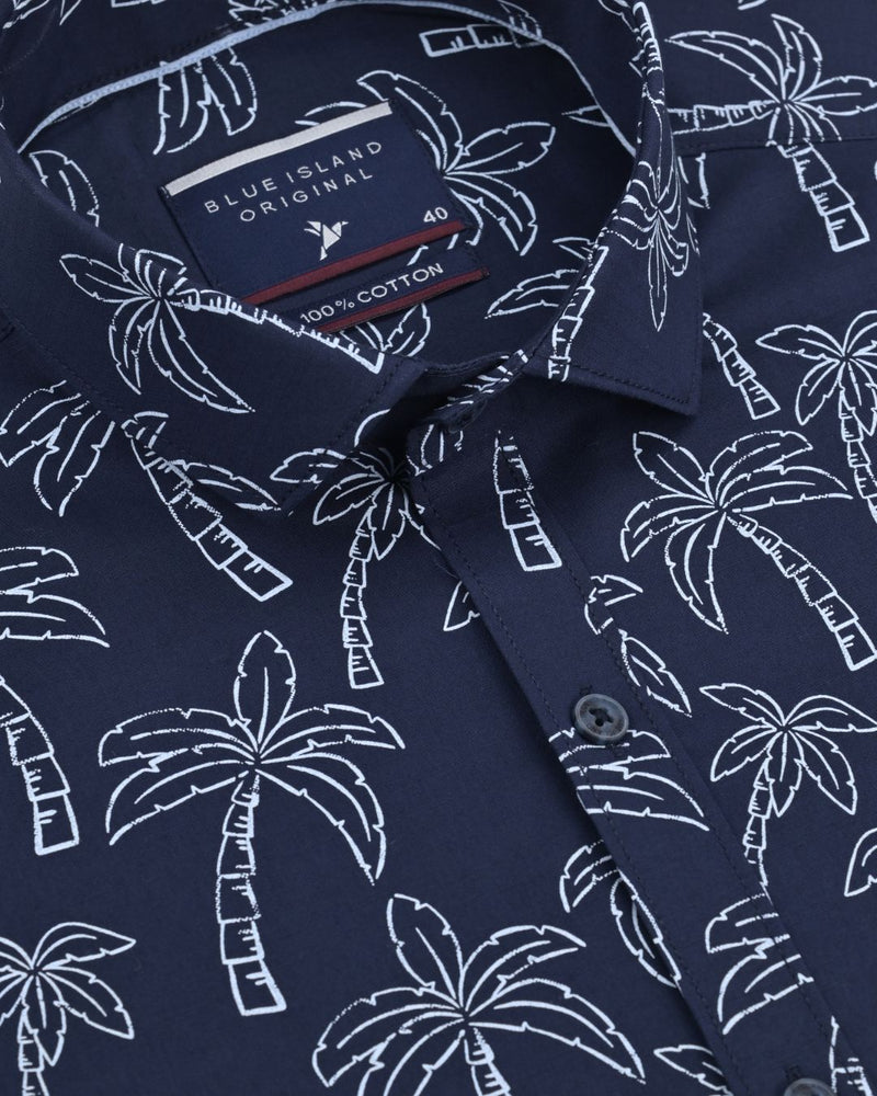 Navy Tree Print -Full-Stain Proof