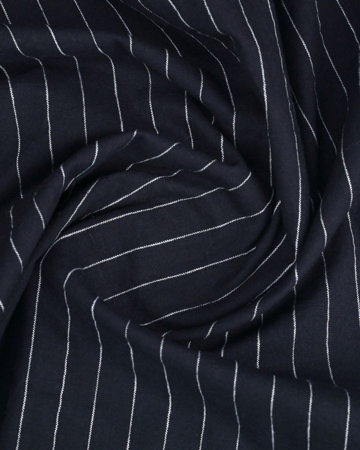 Black Solo Stripes-Full-Cotton Linen Shirt