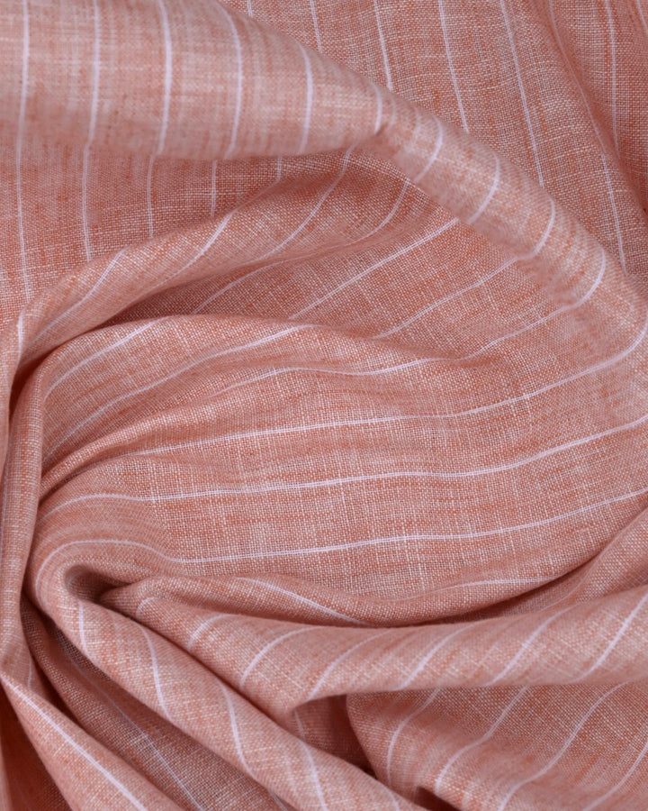 Tango Orange & White Stripes -Full-Cotton Linen Shirt
