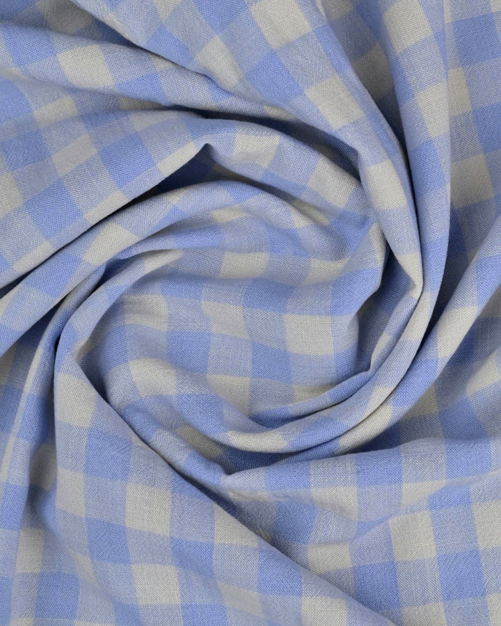 Sky Blue Mini Checks -Full-Cotton Linen Shirt