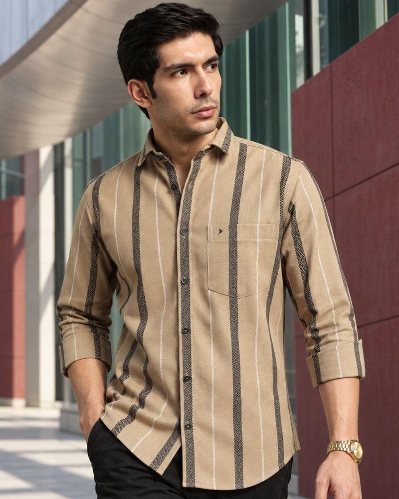 Desert Cream Monochrome Stripes  -Full-Stain Proof