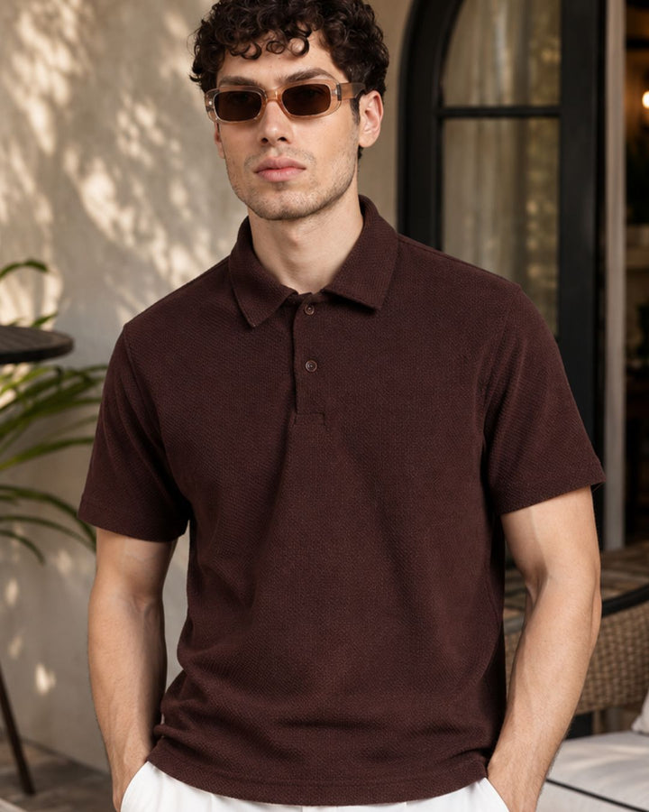 Brown Pop Textured - Polo Tshirt