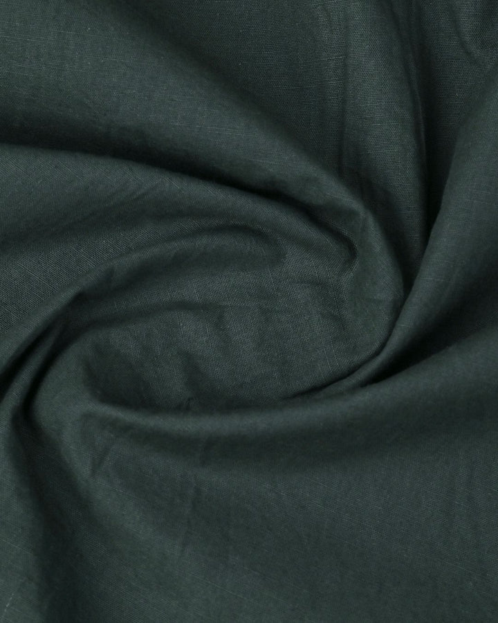 Bottle Green Solid-Full-Cotton Linen Shirt
