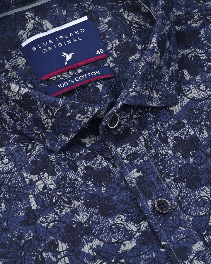 Navy Garden Print -Full-Stain Proof