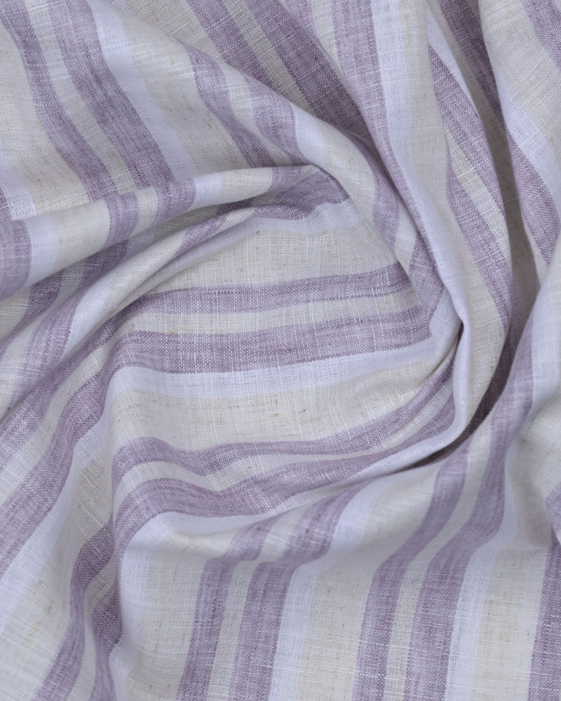 Dusty Purple Broad Stripes -Full-Bamboo Linen