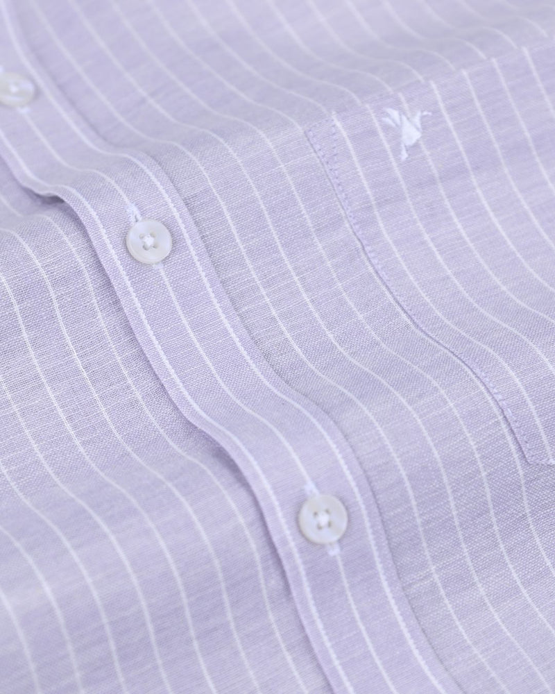Violet Mini Stripes -Full-Bamboo Linen