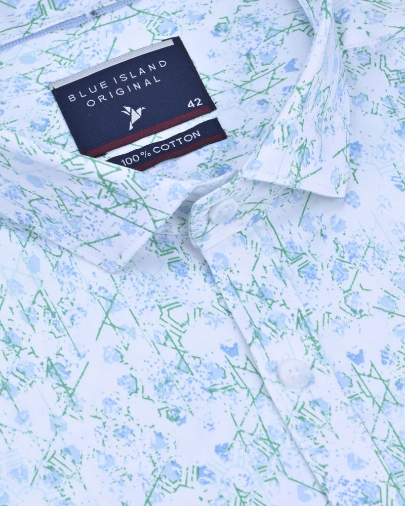 White Mosaic Print -Full-Stain Proof