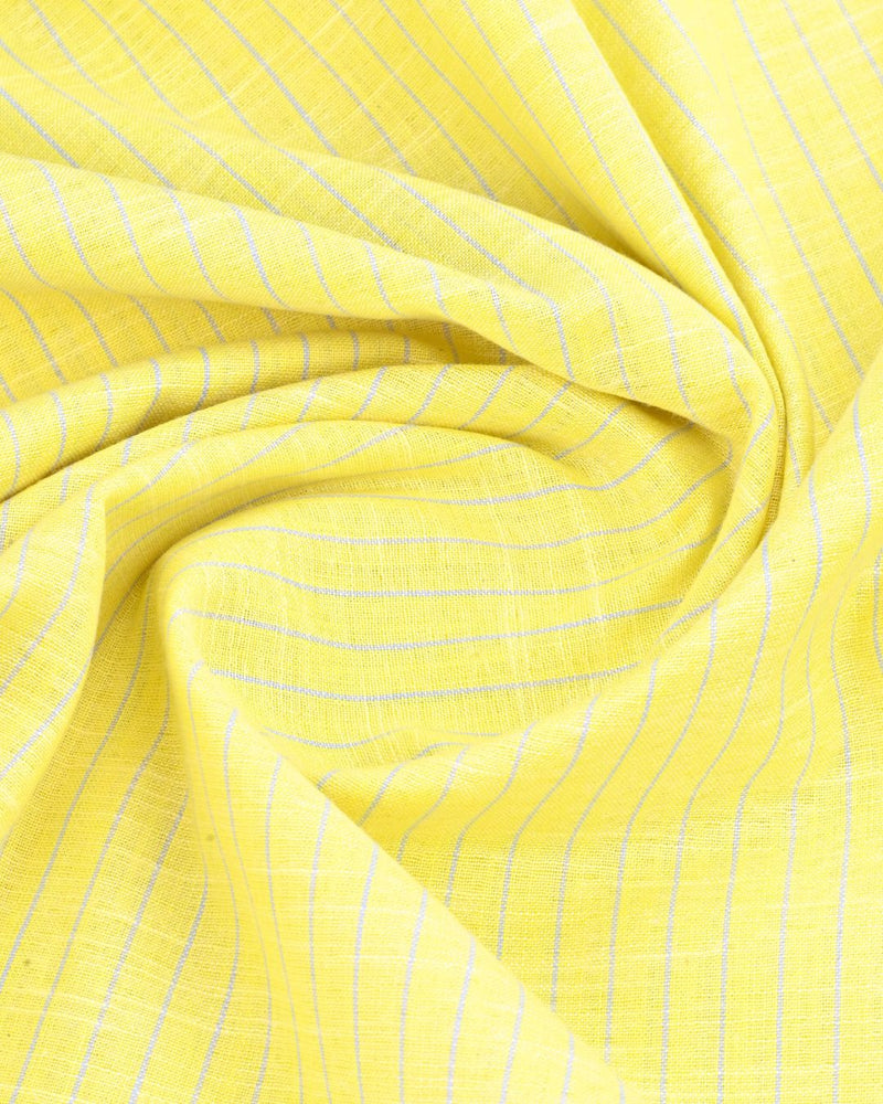 Yellow & Blue Linear Stripes -Full-Bamboo Linen