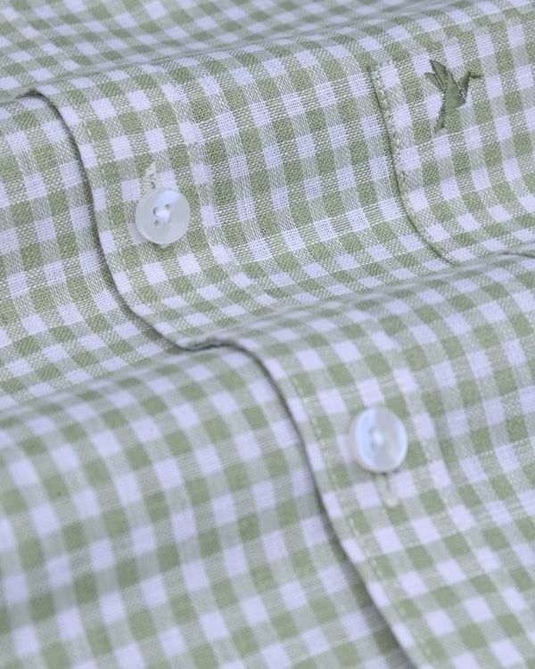Green & White Mini Checks -Full-Bamboo Linen