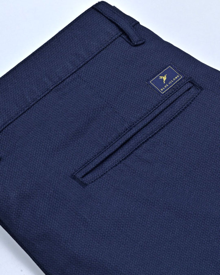 Navy Spiral Printed - 2 way stretch - COTTON PANT