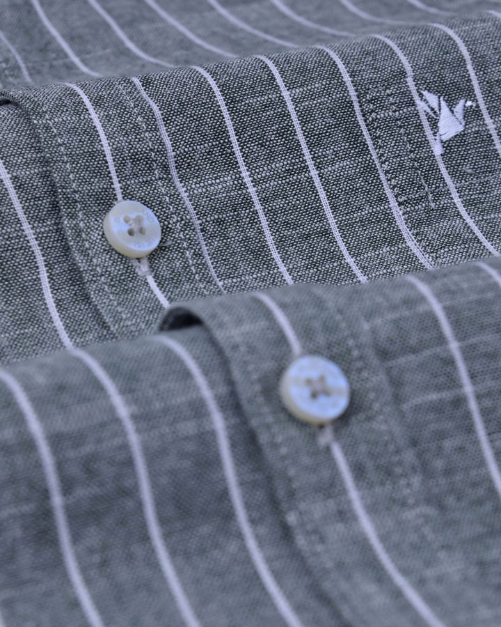 Green Pinstripes -Full-Bamboo Linen