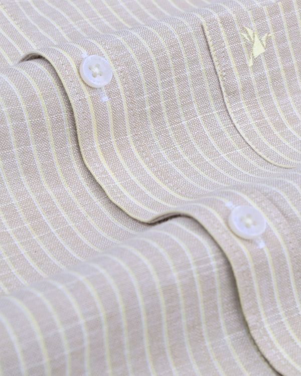 Sandal Brown & Yellow Stripes -Full-Bamboo Linen