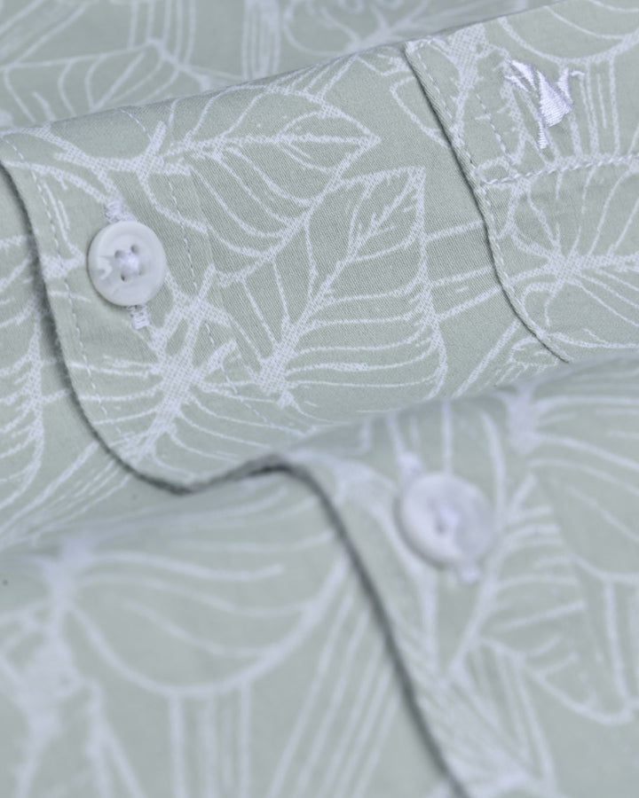 Green Leafy Print-Full-Stain Proof