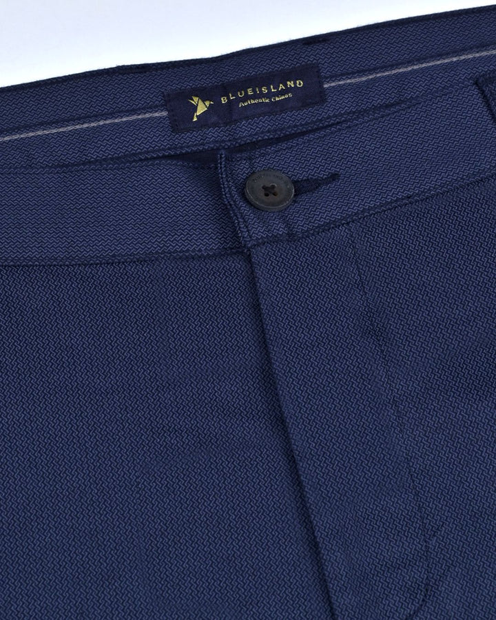 Navy Spiral Printed - 2 way stretch - COTTON PANT