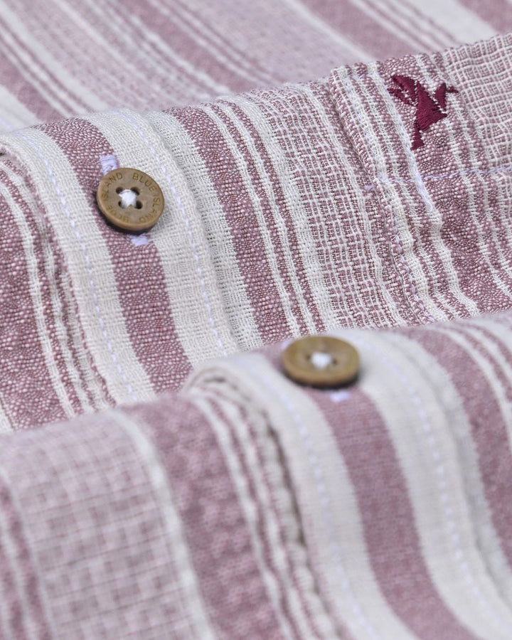 Creamy Pink Stripes -Full-Cotton Linen Shirt