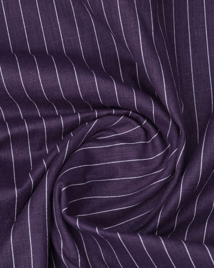 Dark Wine Vertical Stripes -Full-Bamboo Linen