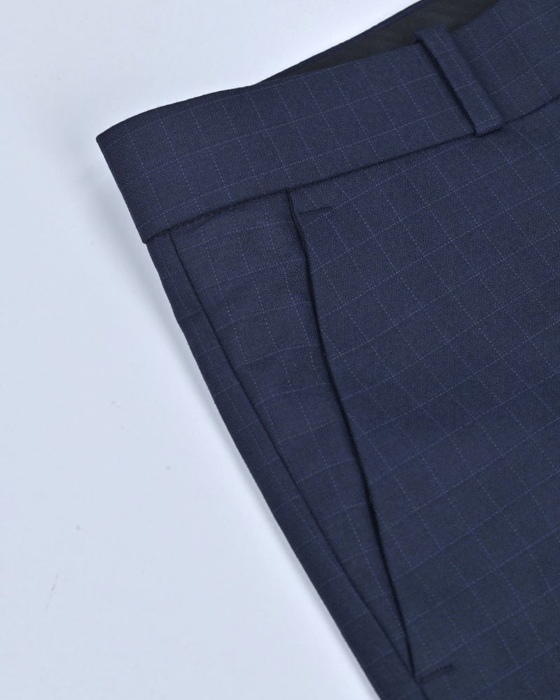 Navy Box Checks - Wrinkle free Formal Pant