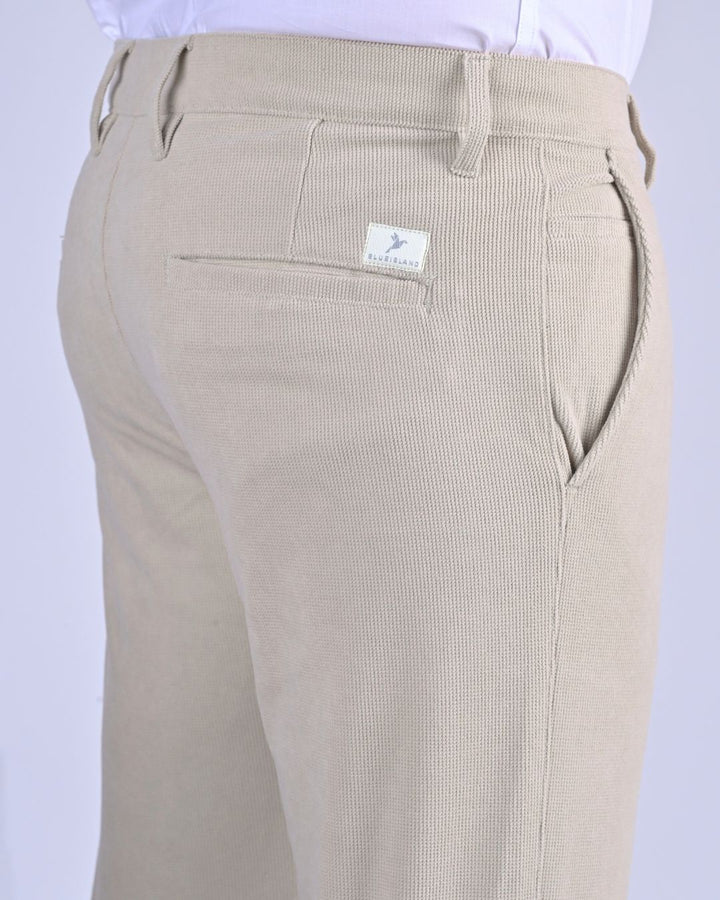 Cream Textured - Corduroy Pant