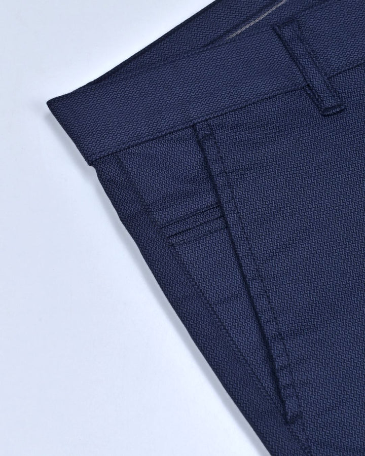 Navy Spiral Printed - 2 way stretch - COTTON PANT