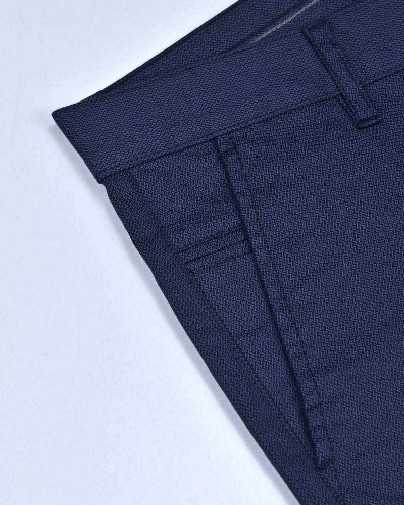 Navy Spiral Printed - 2 way stretch - COTTON PANT