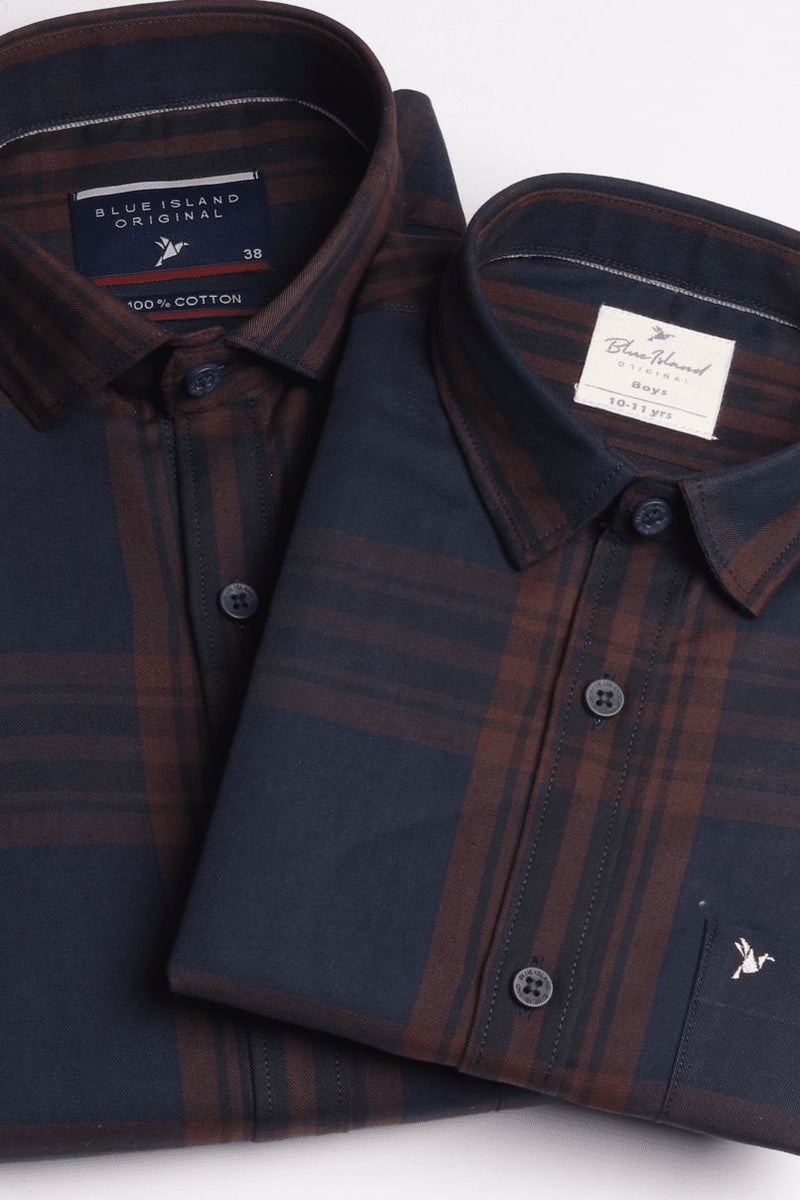 FATHER & SON - Brown & Navy Checks