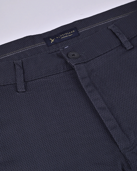 Navy Diamond Printed - 2 way stretch - COTTON PANT