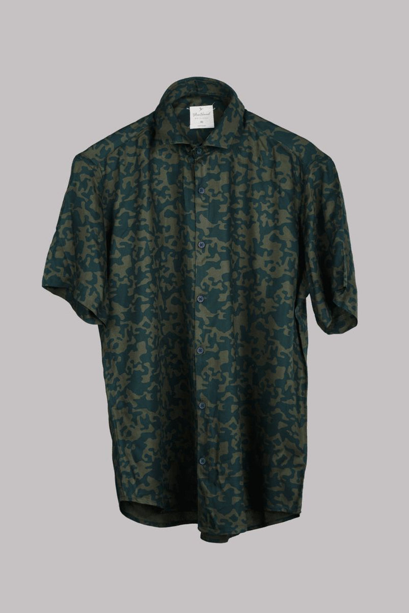 Royal Green Camo Print - Half Sleeve - Airlite Shirt