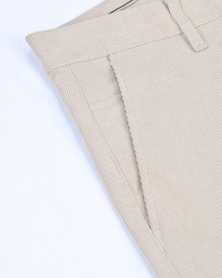 Cream Textured - Corduroy Pant
