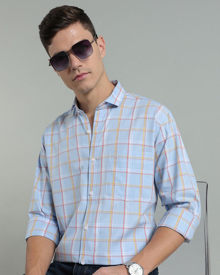 Sky Blue Multi Colour Checks -Full-Stain Proof