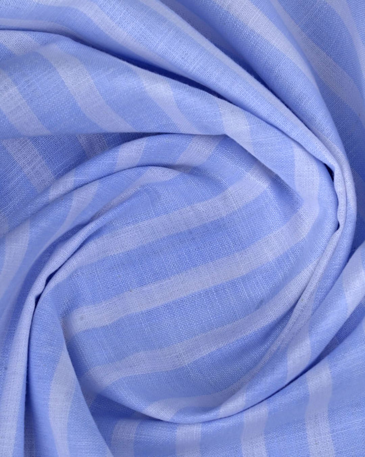 Ice Blue Broad Stripes -Full-Bamboo Linen