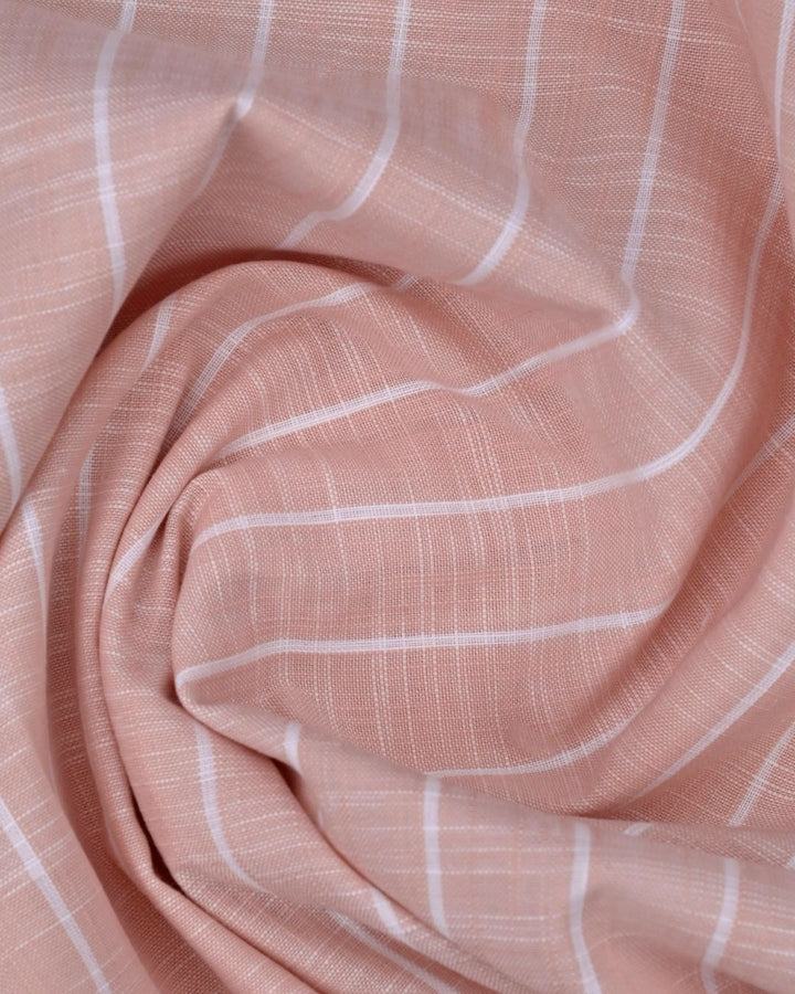 Peach Orange & White Line Stripes -Full-Cotton Linen Shirt