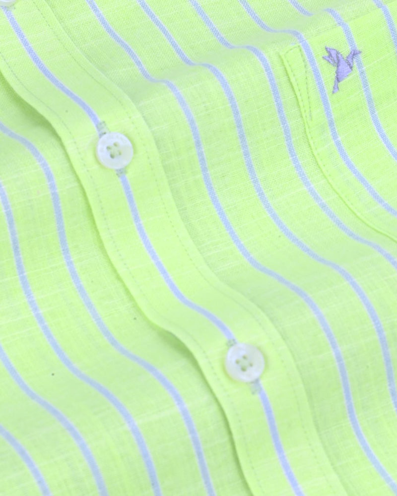 Radium Green Stripes -Full-Bamboo Linen
