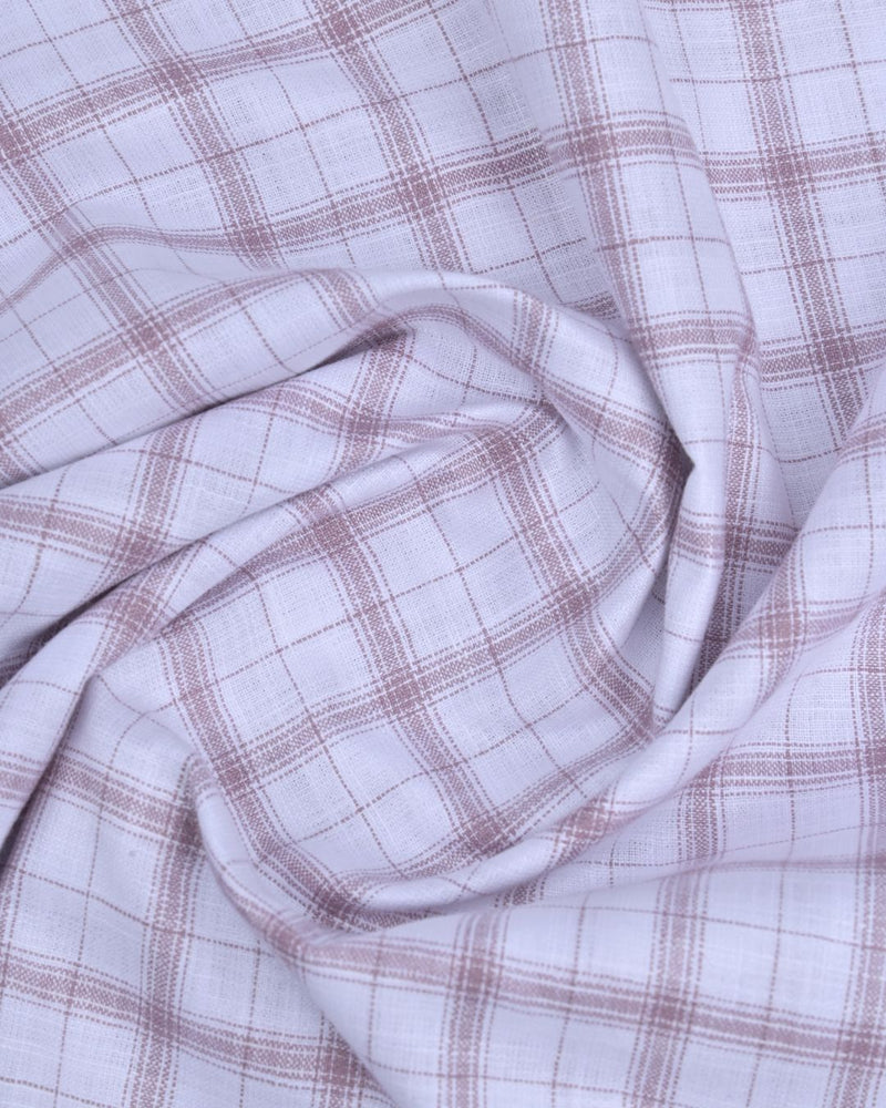 White & Rose Gold Checks -Full-Bamboo Linen