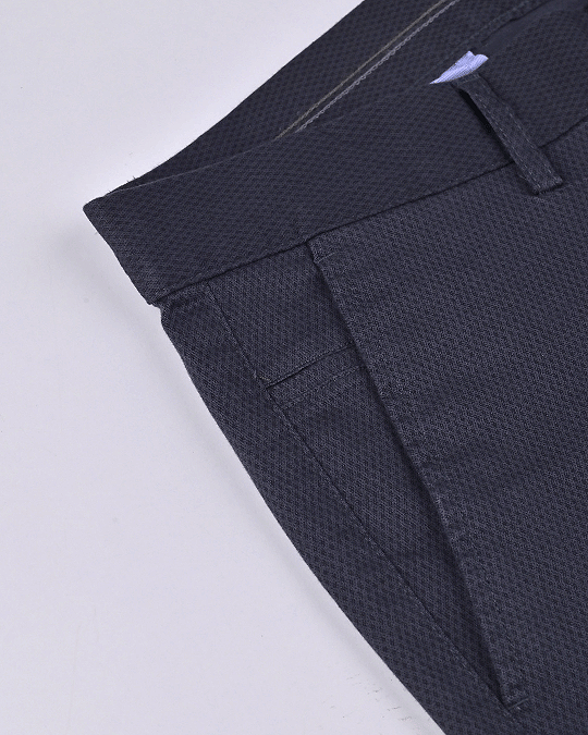 Navy Diamond Printed - 2 way stretch - COTTON PANT