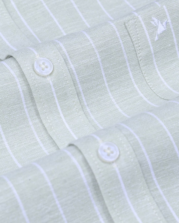 Soft Green Stripes -Full-Bamboo Linen
