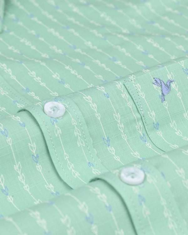 Pistah Green Print -Full-Stain Proof