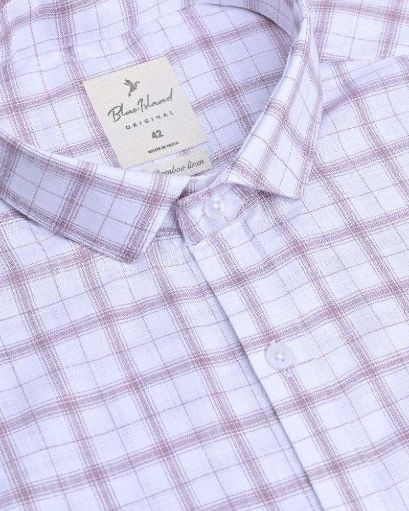White & Rose Gold Checks -Full-Bamboo Linen