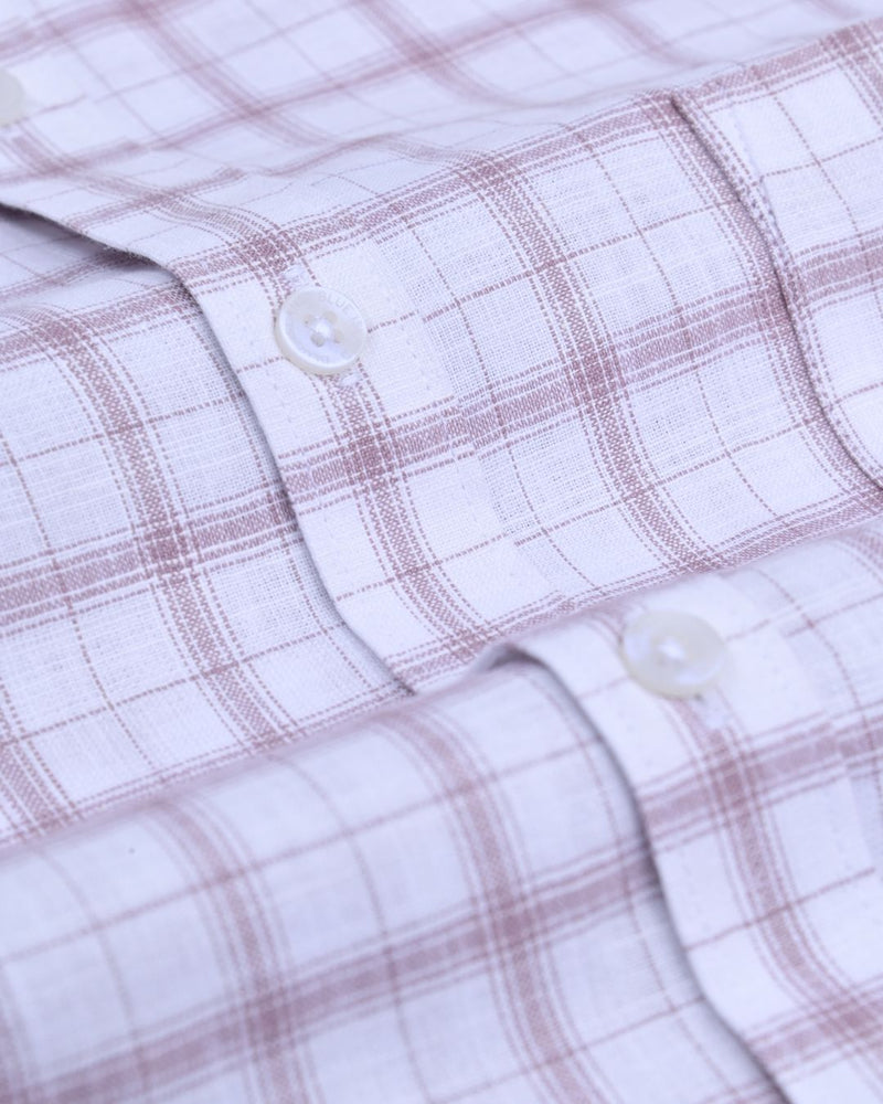 White & Rose Gold Checks -Full-Bamboo Linen