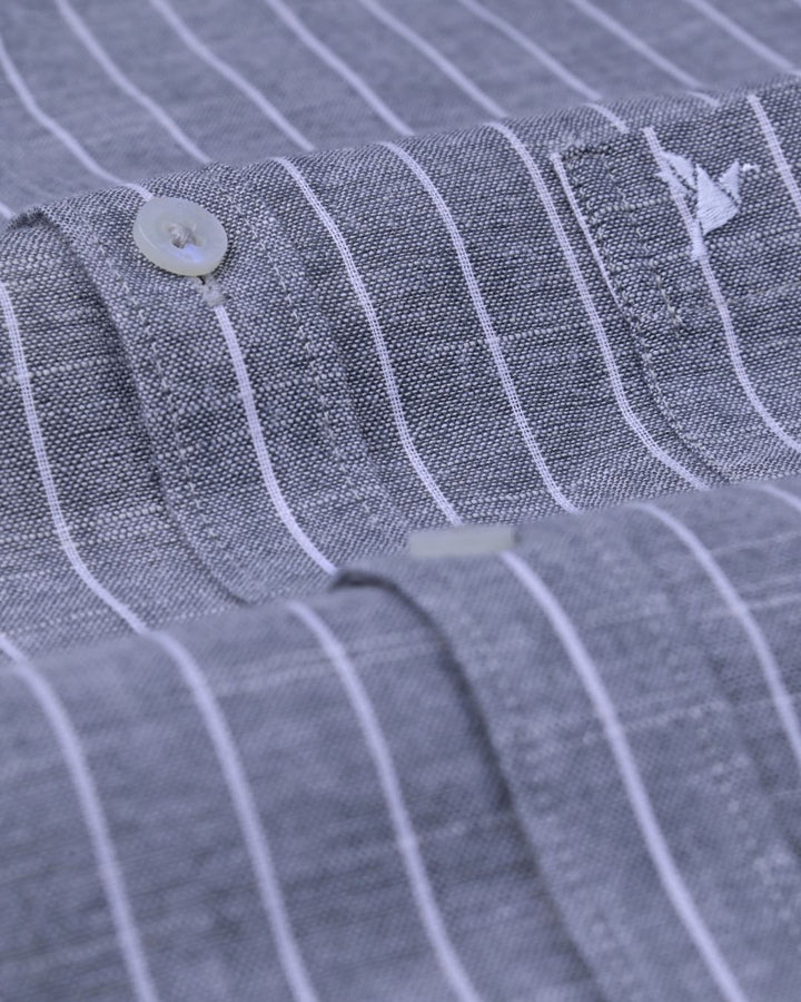Grey Pinstripes -Full-Bamboo Linen