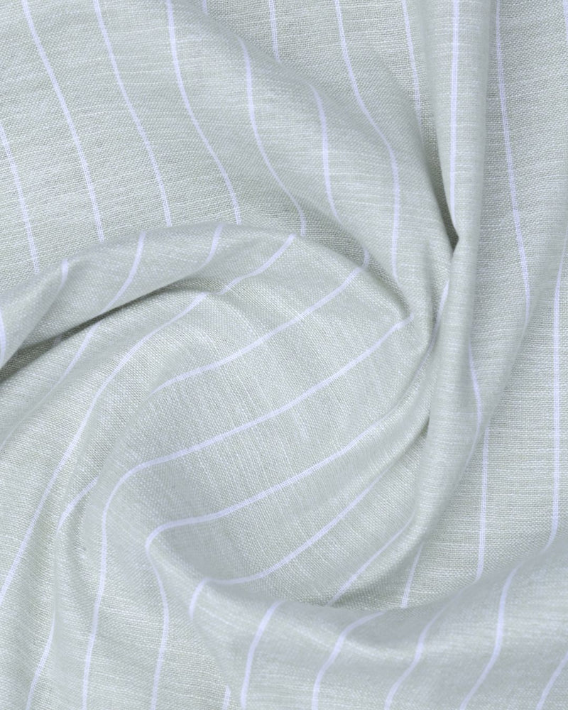 Soft Green Stripes -Full-Bamboo Linen