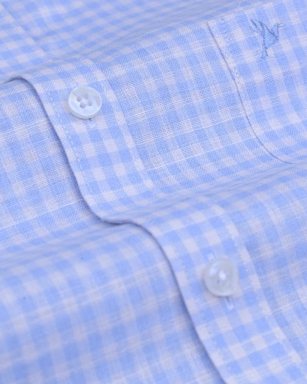 Blue & White Mini Checks -Full-Bamboo Linen