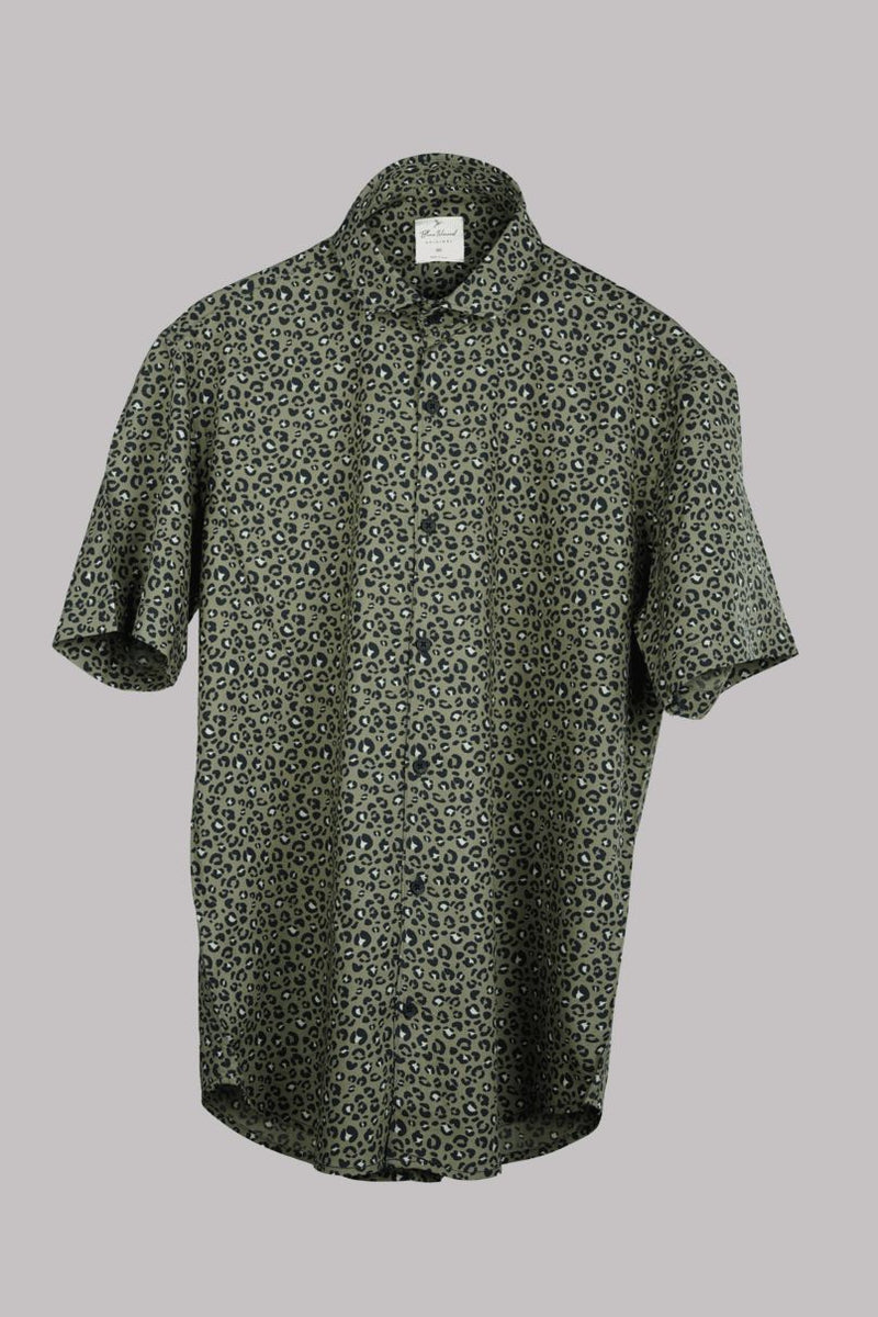 Olive & Black Print - Half Sleeve - Airlite Shirt