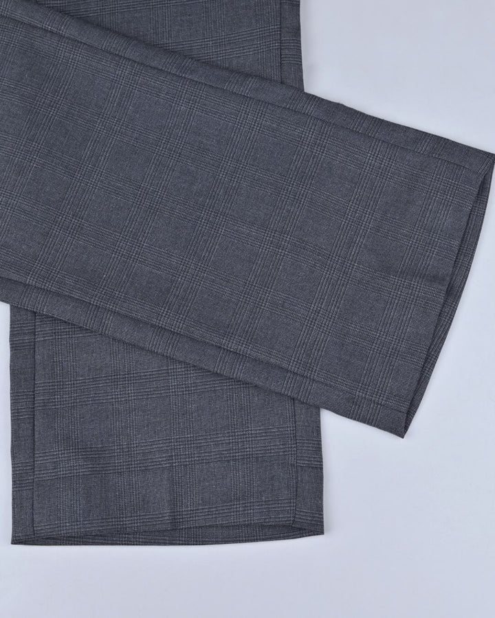 Metal Grey Cross Line Checked - Wrinkle free Formal Pant