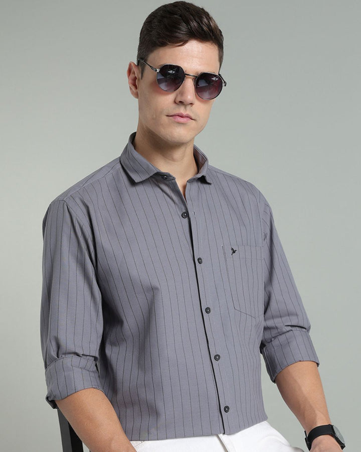 Grey Vertical Stripes -Full-Stain Proof