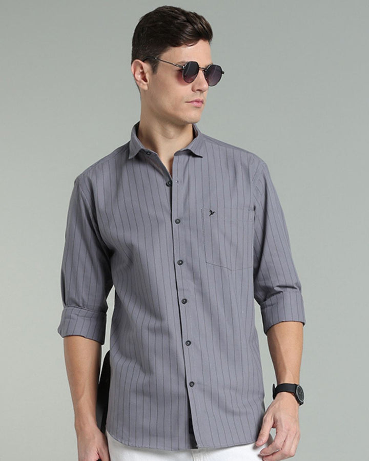 Grey Vertical Stripes -Full-Stain Proof