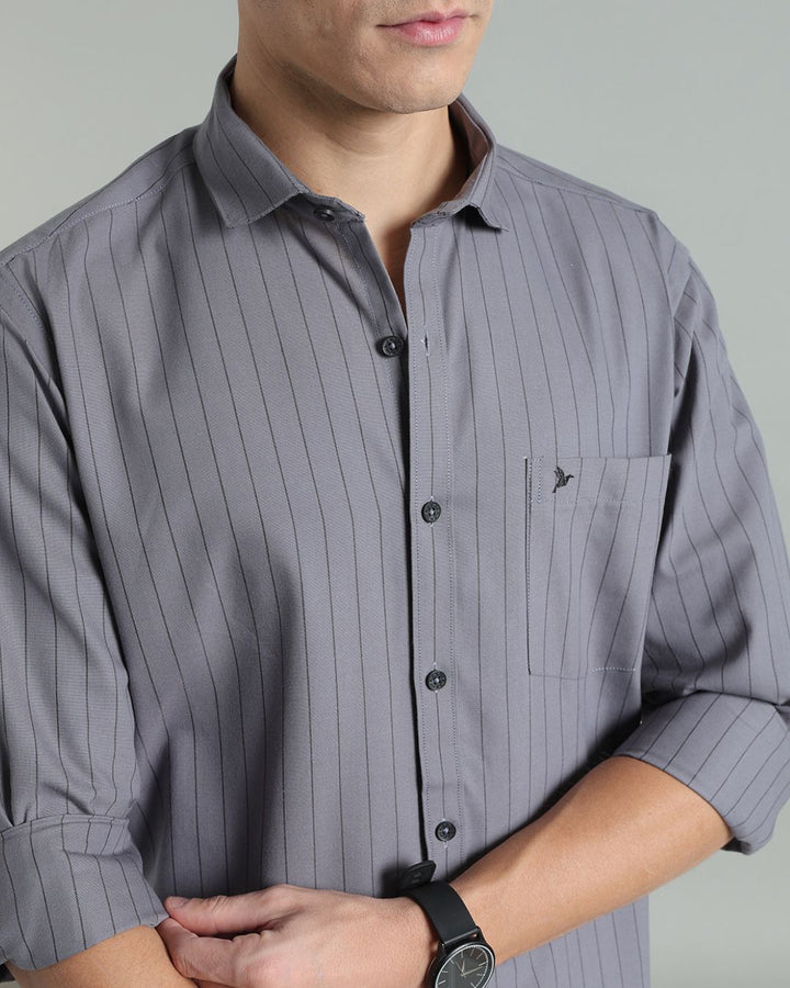 Grey Vertical Stripes -Full-Stain Proof